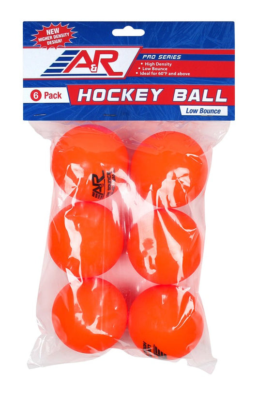 A&R Orange Street Hockey Ball Low Bounce -  6 Pack