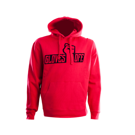 AUTHENTIC RED HOODIE WITH BLACK ICONIC LOGO