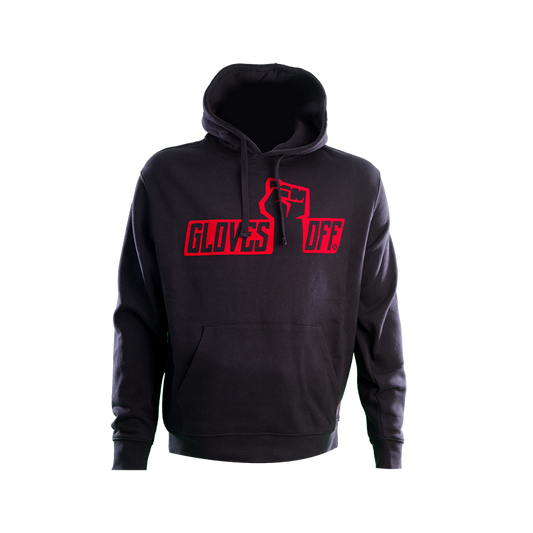 AUTHENTIC BLACK HOODIE WITH RED ICONIC LOGO