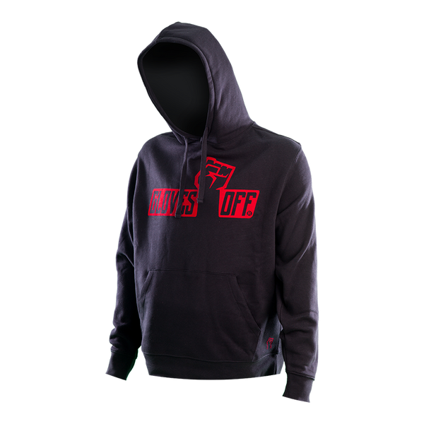 AUTHENTIC BLACK HOODIE WITH RED ICONIC LOGO